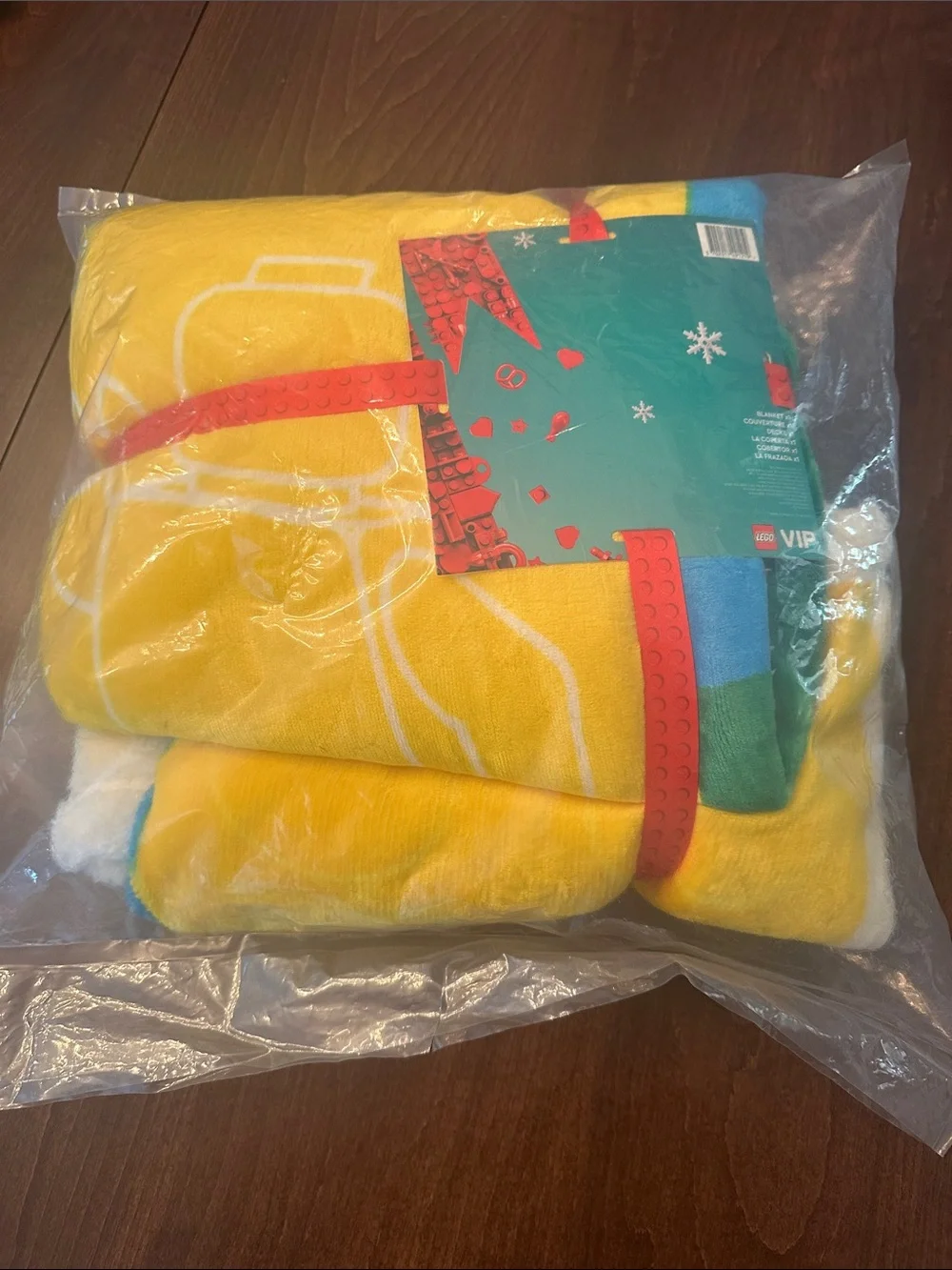 Lego Yellow Fleece Throw with Multicolor Brick & Minifig Accents